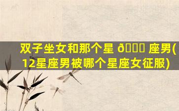 双子坐女和那个星 🕊 座男(12星座男被哪个星座女征服)